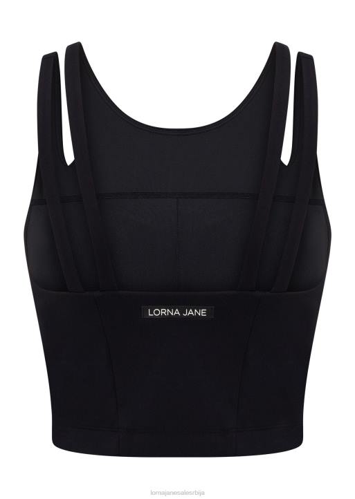 Жене Lorna Jane црн елементи рециклирани изрезани активни грудњак танк комбинација 8HV858